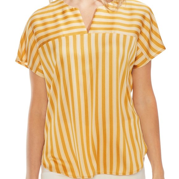 Vince Camuto Top Womens XS Split Neck Stripe Amber Sun Short Dolman Sleeves - Picture 3 of 15